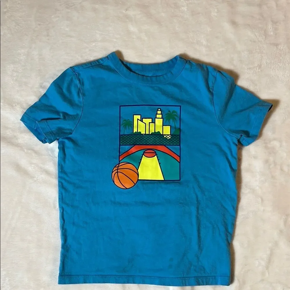 GAP Kids Blue Basketball Graphic Short Sleeve T-Shirt Size S 6–7
